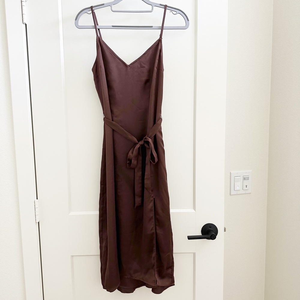 Abercrombie & Fitch Satin Slip Dress with Belt